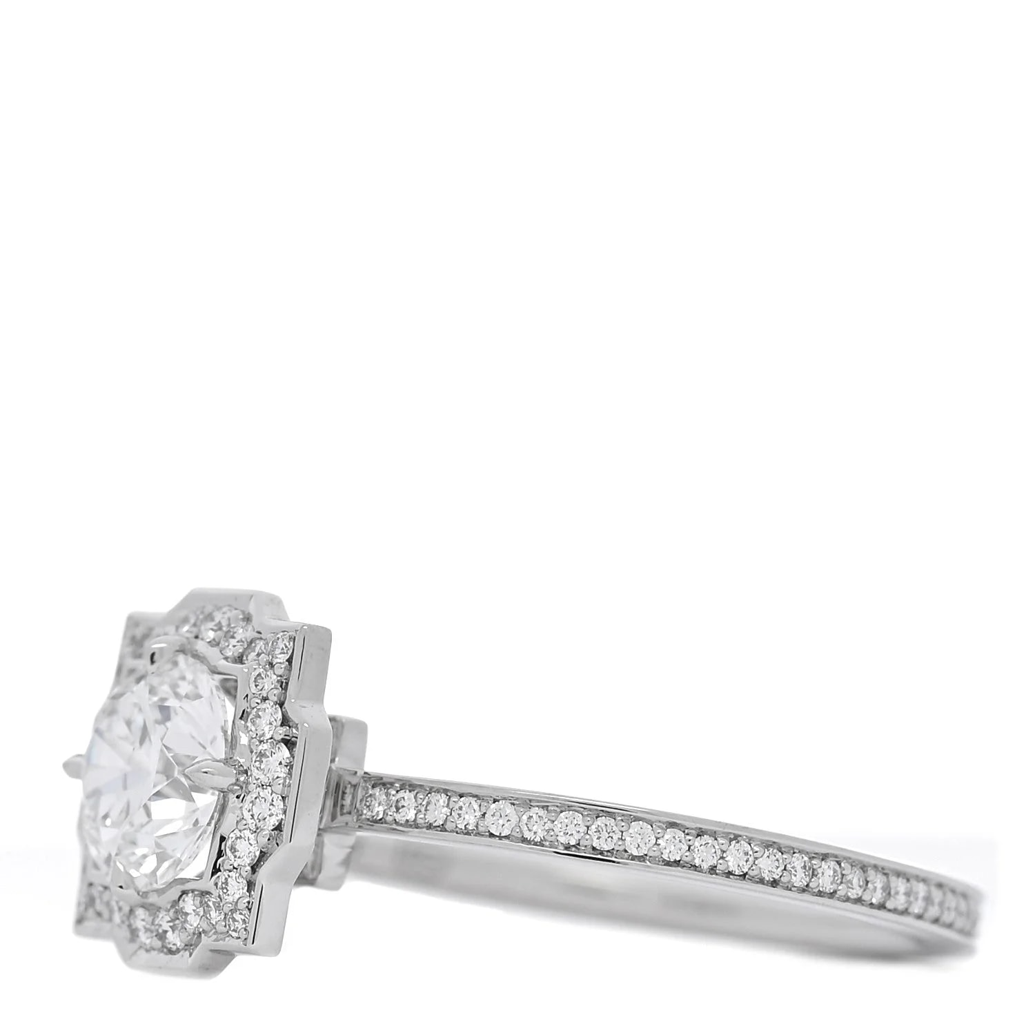 Platinum Diamond .71ct Belle Round Brilliant Micropave Ring 49 5 4