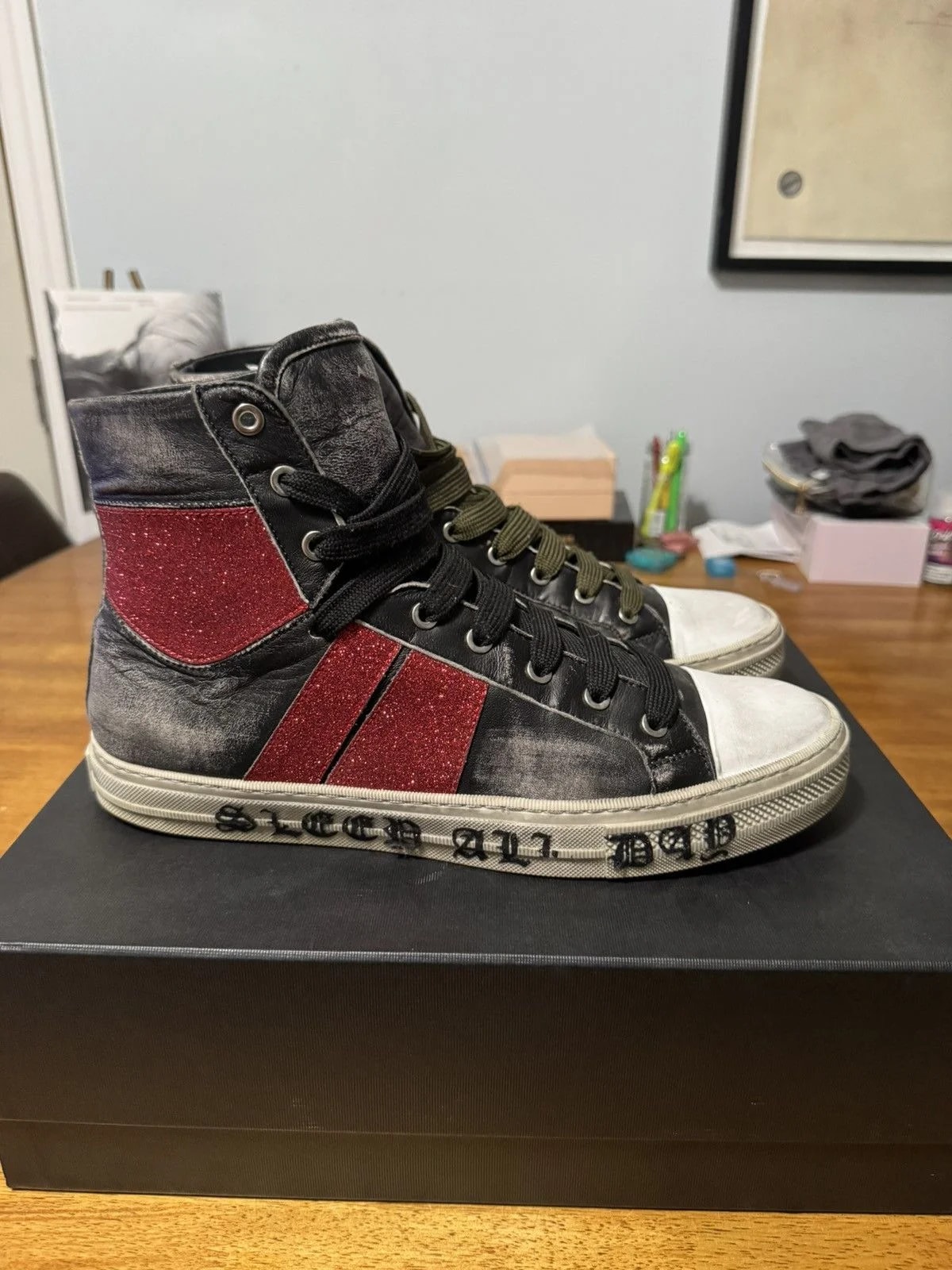 Amiri — Amiri Party All Night - Sleep All Day Hi Top — Sneaker — resale