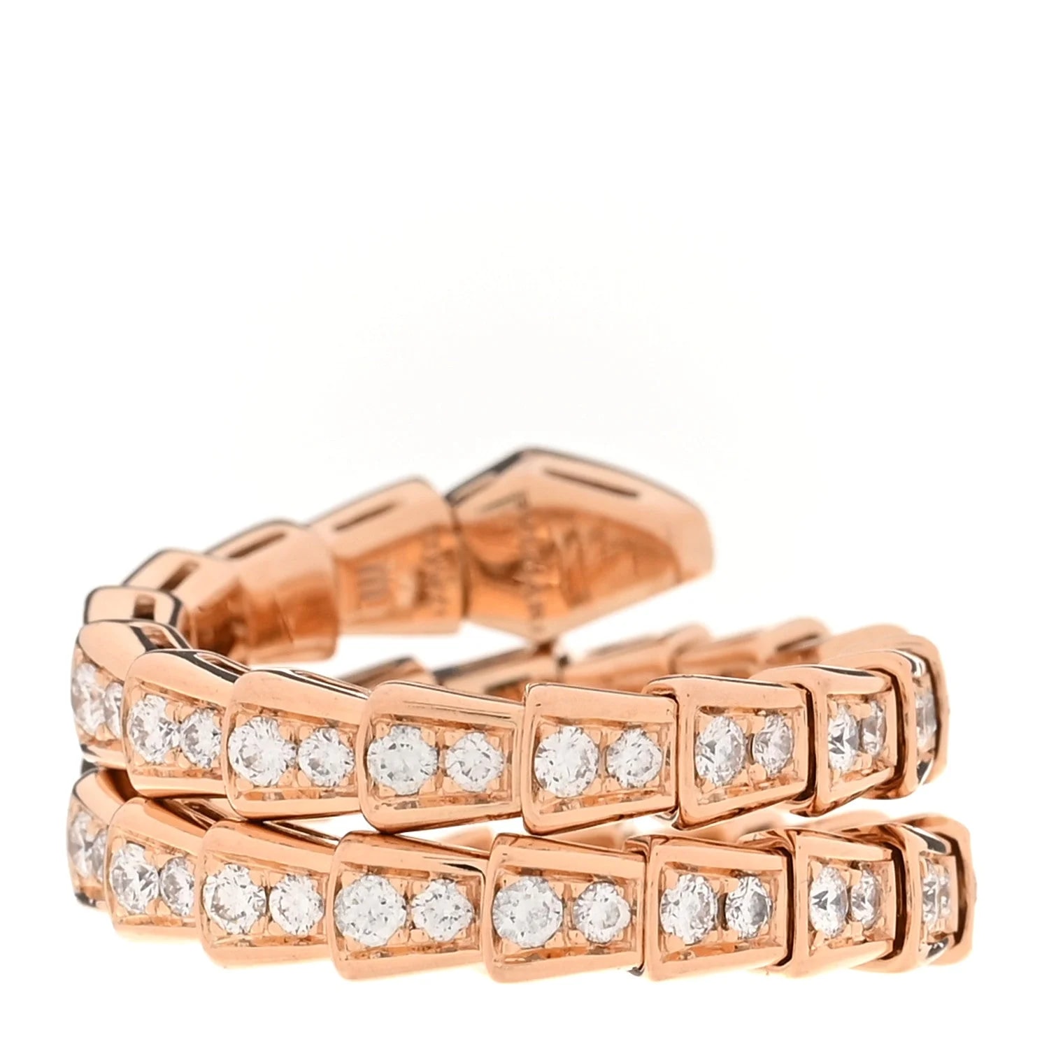 18K Rose Gold Serpenti Viper Pave Wrap M 50 5.25 3