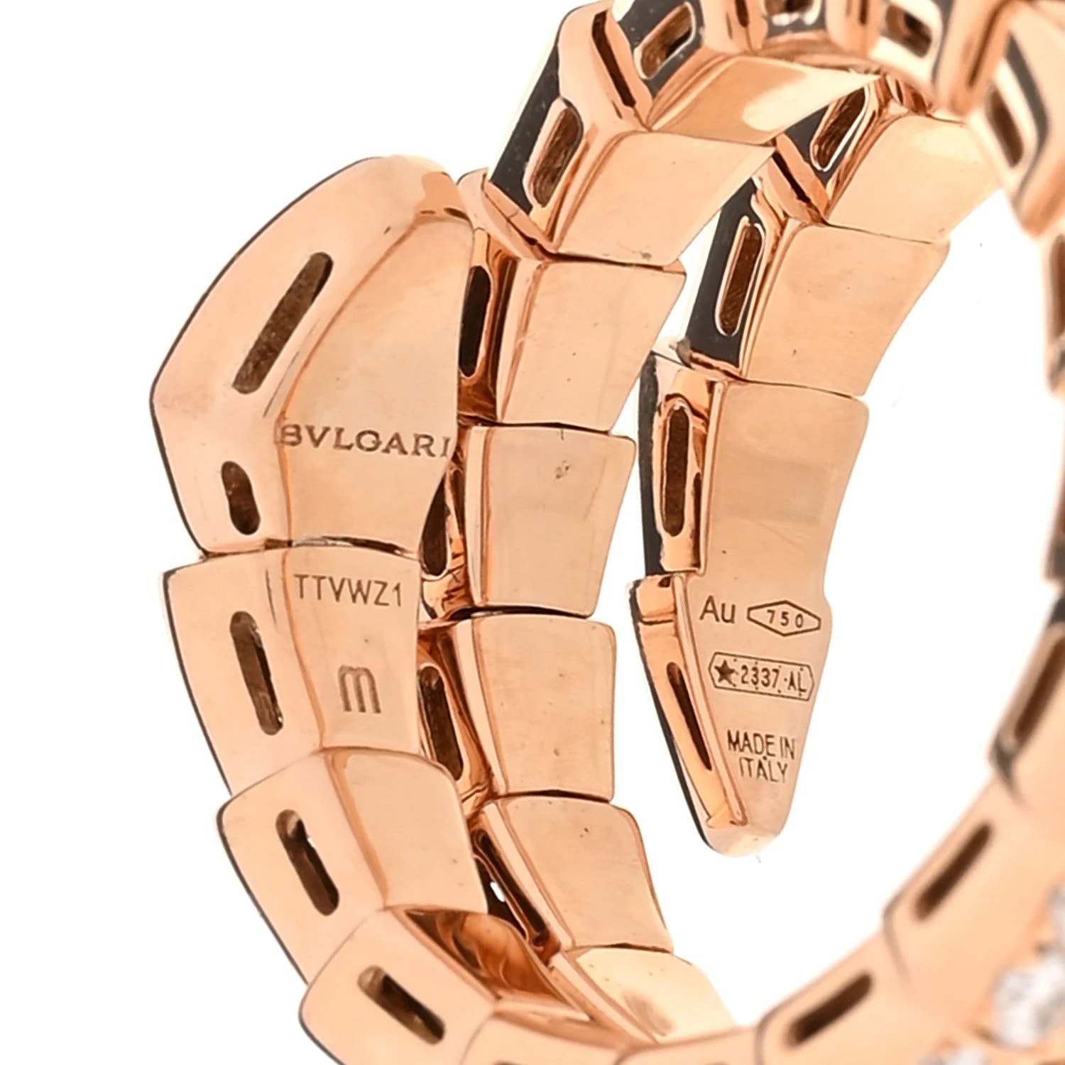 18K Rose Gold Serpenti Viper Pave Wrap M 50 5.25 4