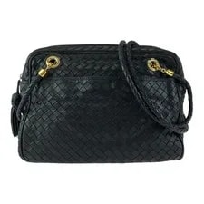 BOTTEGAVENETA Intrecciato 9G00005032G510 Shoulder Bag Black Gold Hardware — Handbag — resale