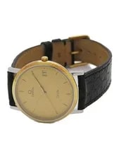 Omega Devil Quartz Gold Stainless Steel Leather Band 2