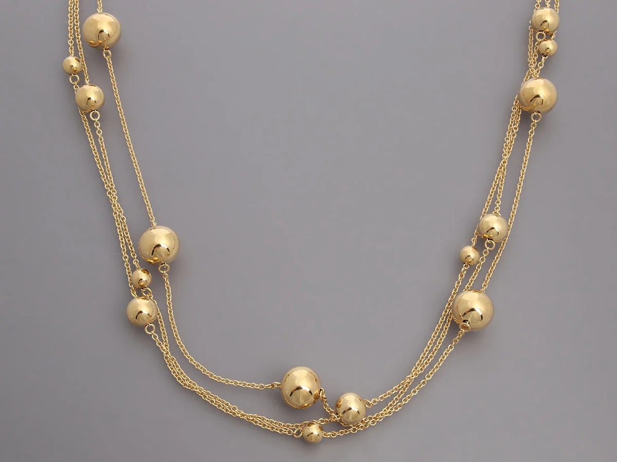 Roberto Coin 18K Yellow Gold Triple Row Bead Long 2