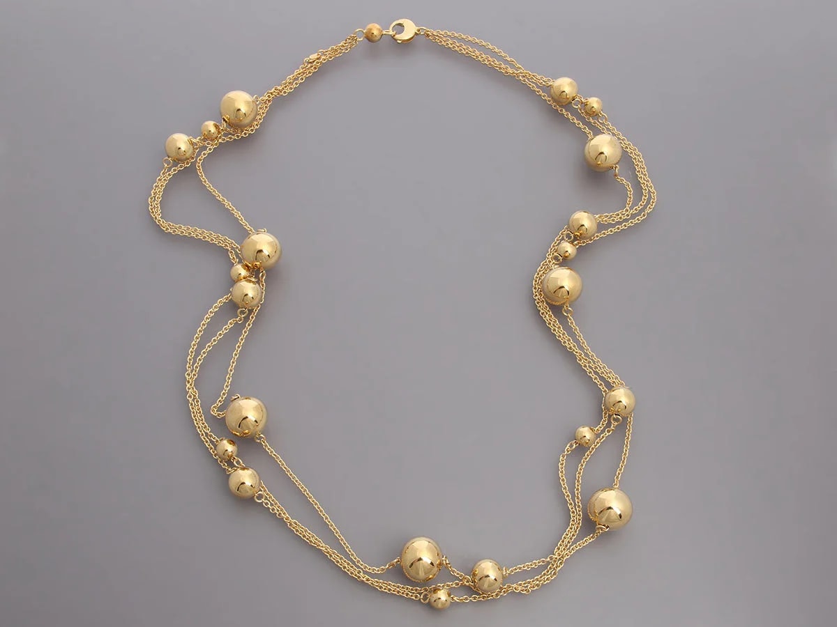 Roberto Coin 18K Yellow Gold Triple Row Bead Long 3