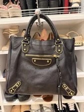 Balenciaga — Balenciaga Medium le City Satchel Top Handle Studded Zip Buckle With Strap — Handbag — resale