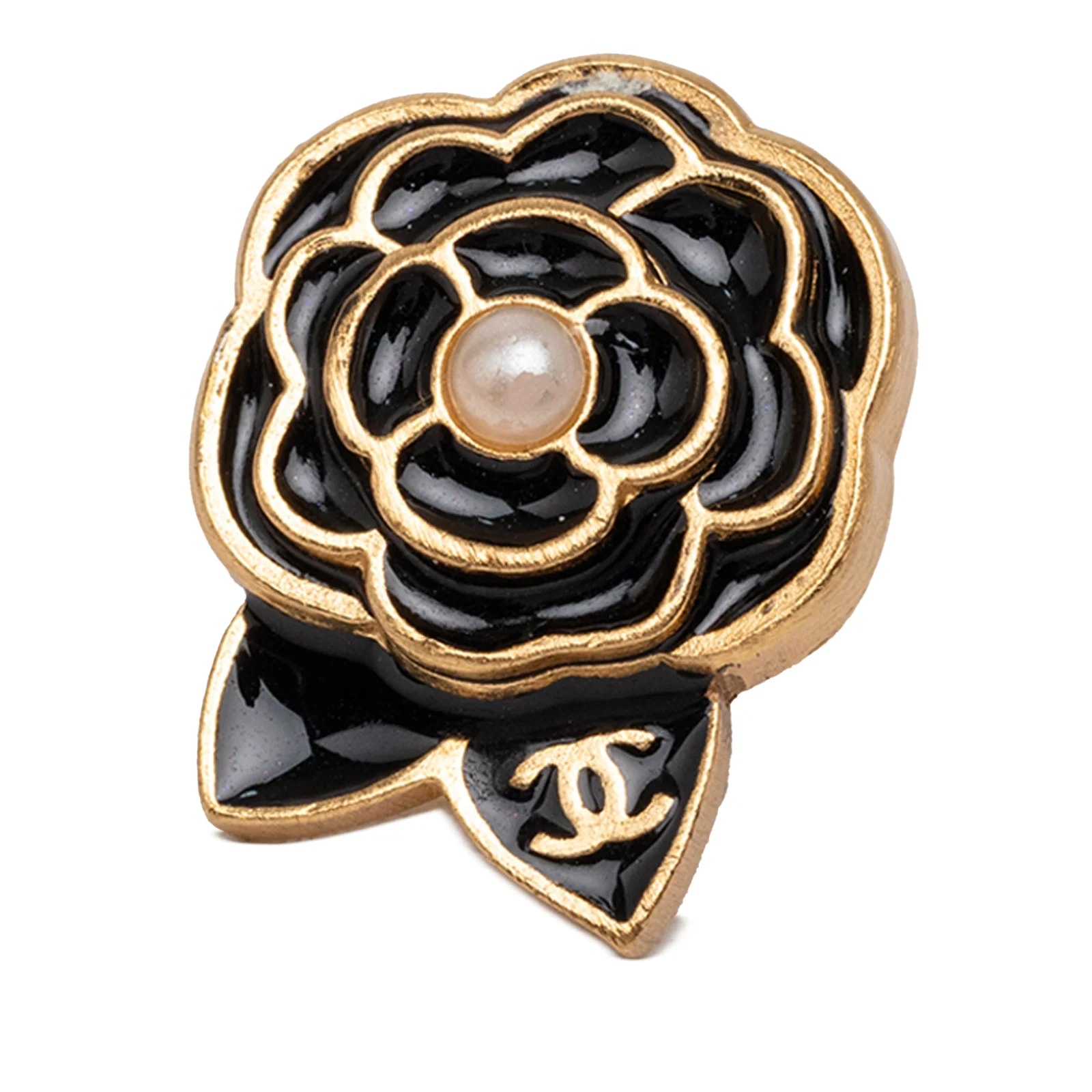 CC Enamel Faux Camellia Pin Brooch