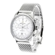 Breitling Transocean A41310 38mm SS Silver Dial Automatic Chronograph Date #C152 2
