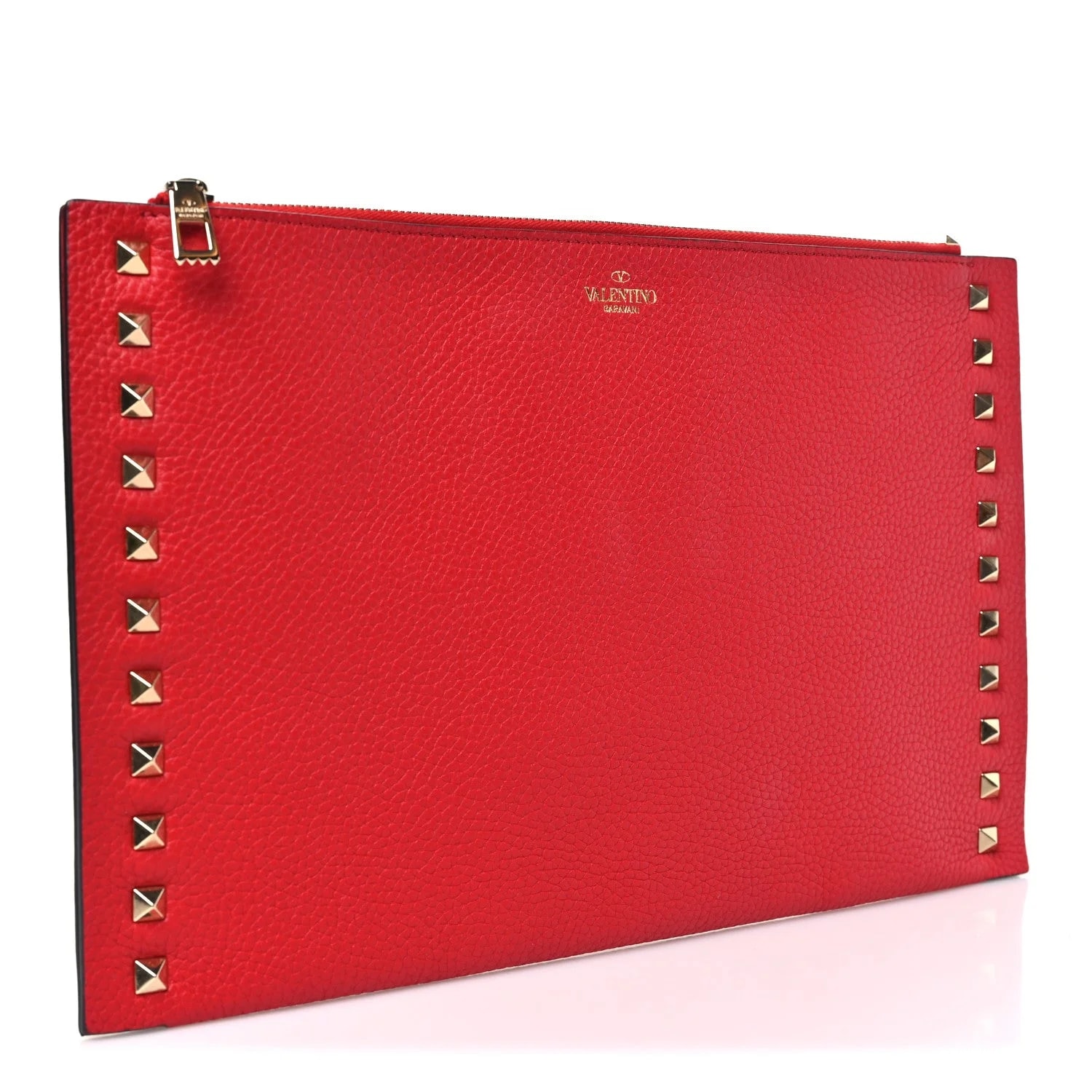 Pebbled Large Rockstud Flat Zip 3
