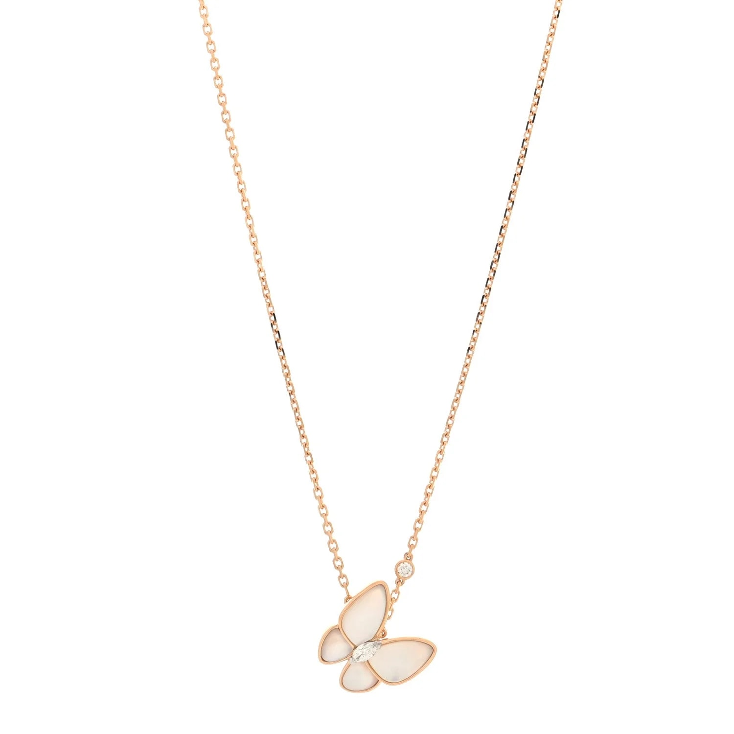 Van Cleef & Arpels — 18K Rose Gold Mother of Pearl Two Butterfly — Jewelry — resale
