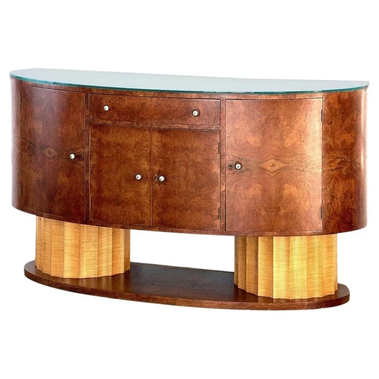 Hille — Spectacular Art Deco Walnut & Sycamore Sideboard By Hille, England , c1935 — Furniture — resale
