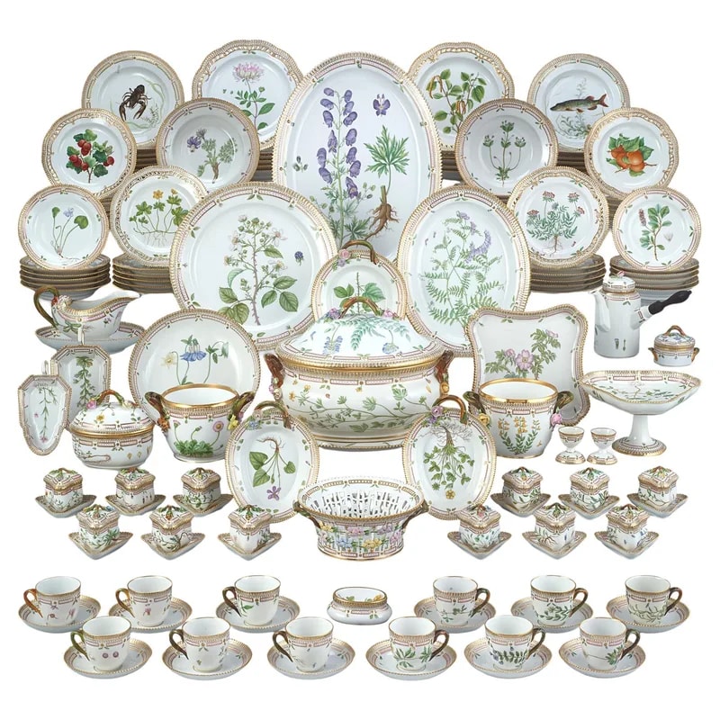 Royal Copenhagen — Flora Danica Porcelain Dinner Service By Royal Copenhagen, 119 Pieces — Furniture — resale