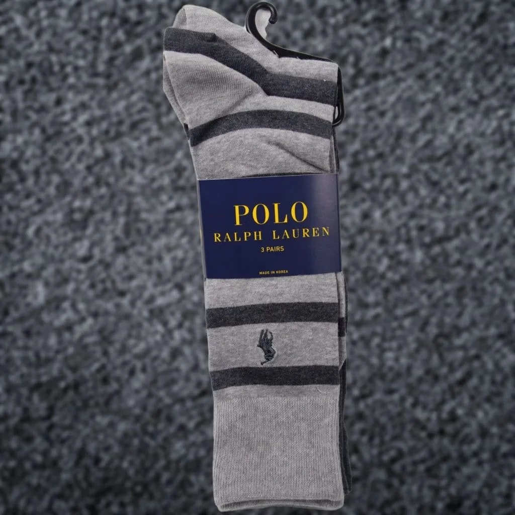 Polo Ralph Lauren — Polo Ralph Lauren 3 Pairs Dress Socks Dark Striped Solid Socks Size 10-12/10-13 -Color Shirt Style Shoes Socks — streetwear — resale