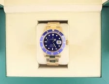1990 Rolex Submariner Date Bluesy 16618 Blue Dial 18kt YG Oyster No Papers 40mm 2