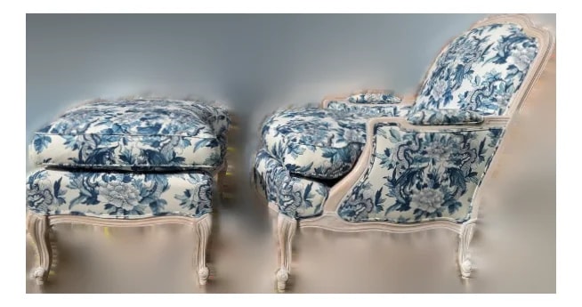 Ralph Lauren — Custom and Marquis Bergere and Ottoman Set Upholstered in Ralph Lauren — Furniture — resale
