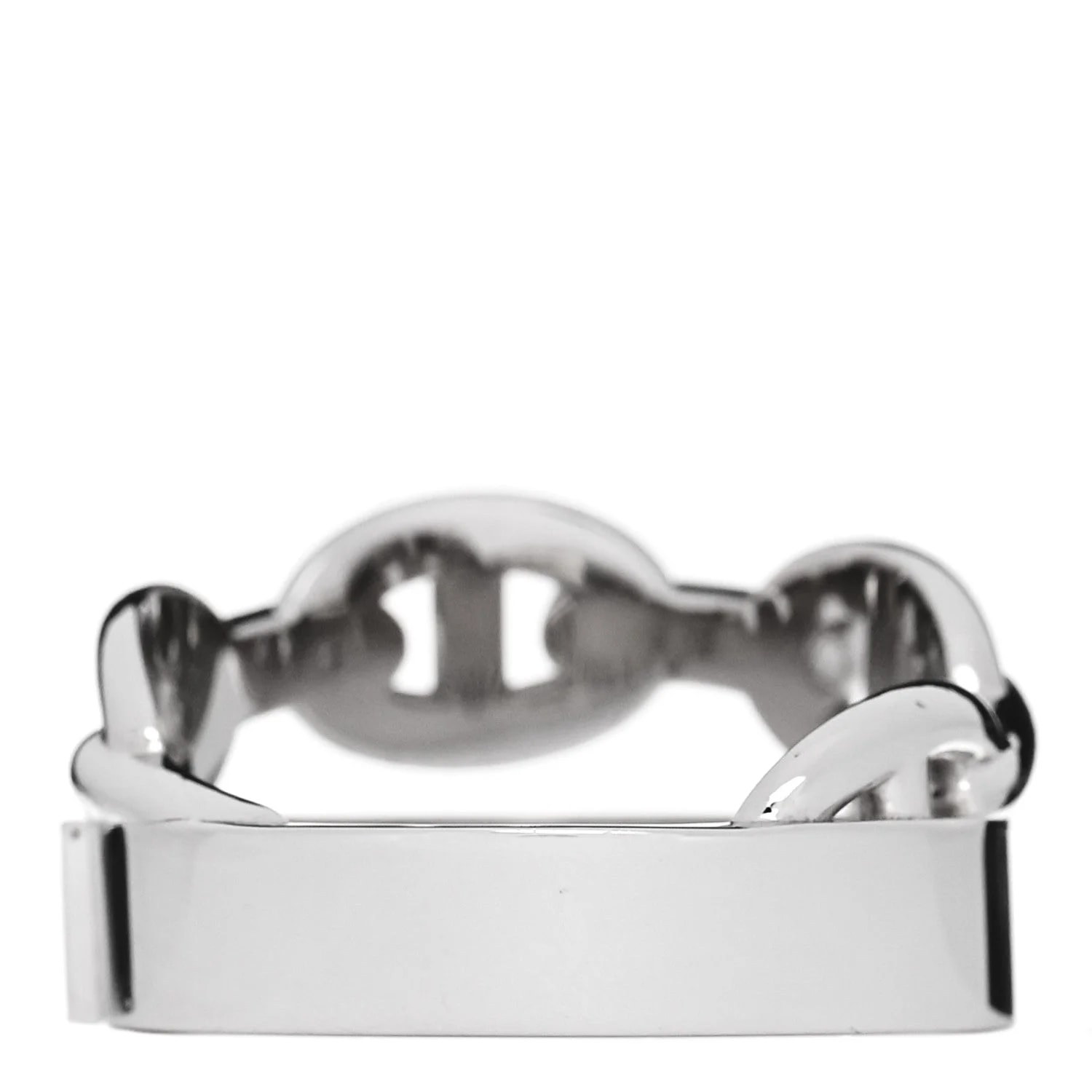 18K White Gold Kelly Double Tour Chaine d'Ancre Pave 50 5.5 3