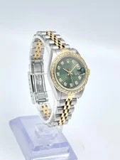 Rolex Datejust 26mm 69173 Olive Diamond Dial Diamond Bezel Two Tone Jubilee 2