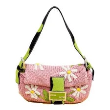 Fendi — Fendi Baguette Floral Crochet & Pony Hair — Handbag — resale