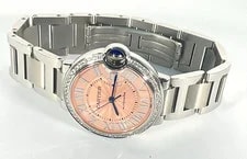 Cartier Ballon Bleu Pink 4372 Stainless Steel Diamond Bezel Automatic 36mm 2