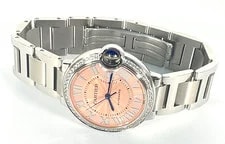 Cartier Ballon Bleu Pink 4372 Stainless Steel Diamond Bezel Automatic 36mm 4