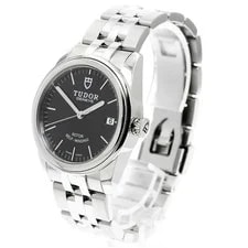 Tudor Glamour 55000 Black Automatic SS Grammer Date Excellent Card 2