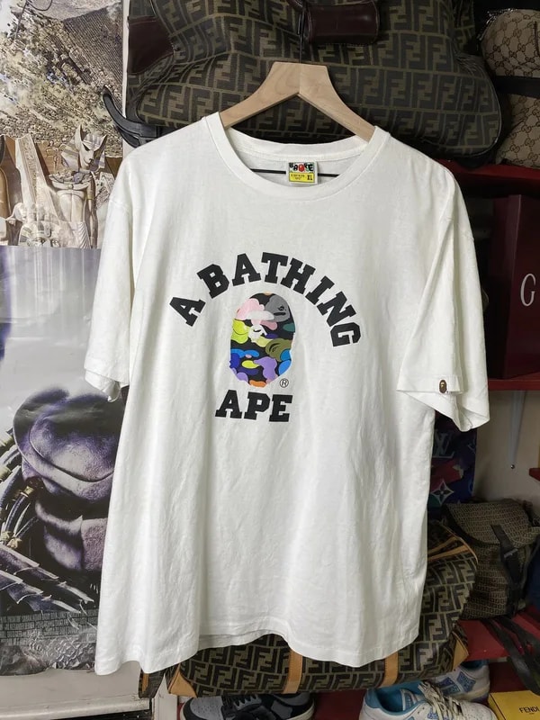 A Bathing Ape Multi Camo Bape College Tee Fits Large 2