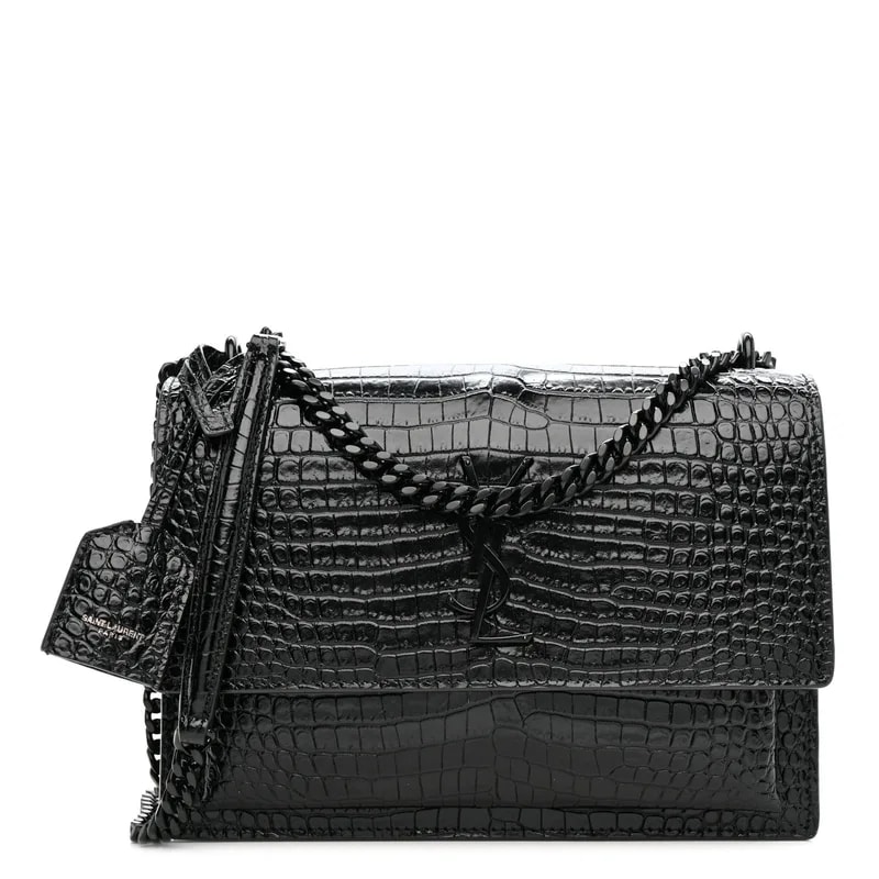 Saint Laurent — Embossed Medium Monochrome Monogram Sunset — Handbag — resale