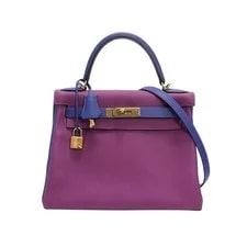 Hermès — Auth Hermès Kelly 28 HSS Anemone Electrique GHW Horseshoe Stamp — Handbag — resale