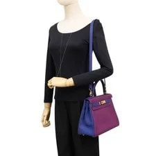 Auth Hermès Kelly 28 HSS Anemone Electrique GHW Horseshoe Stamp 3