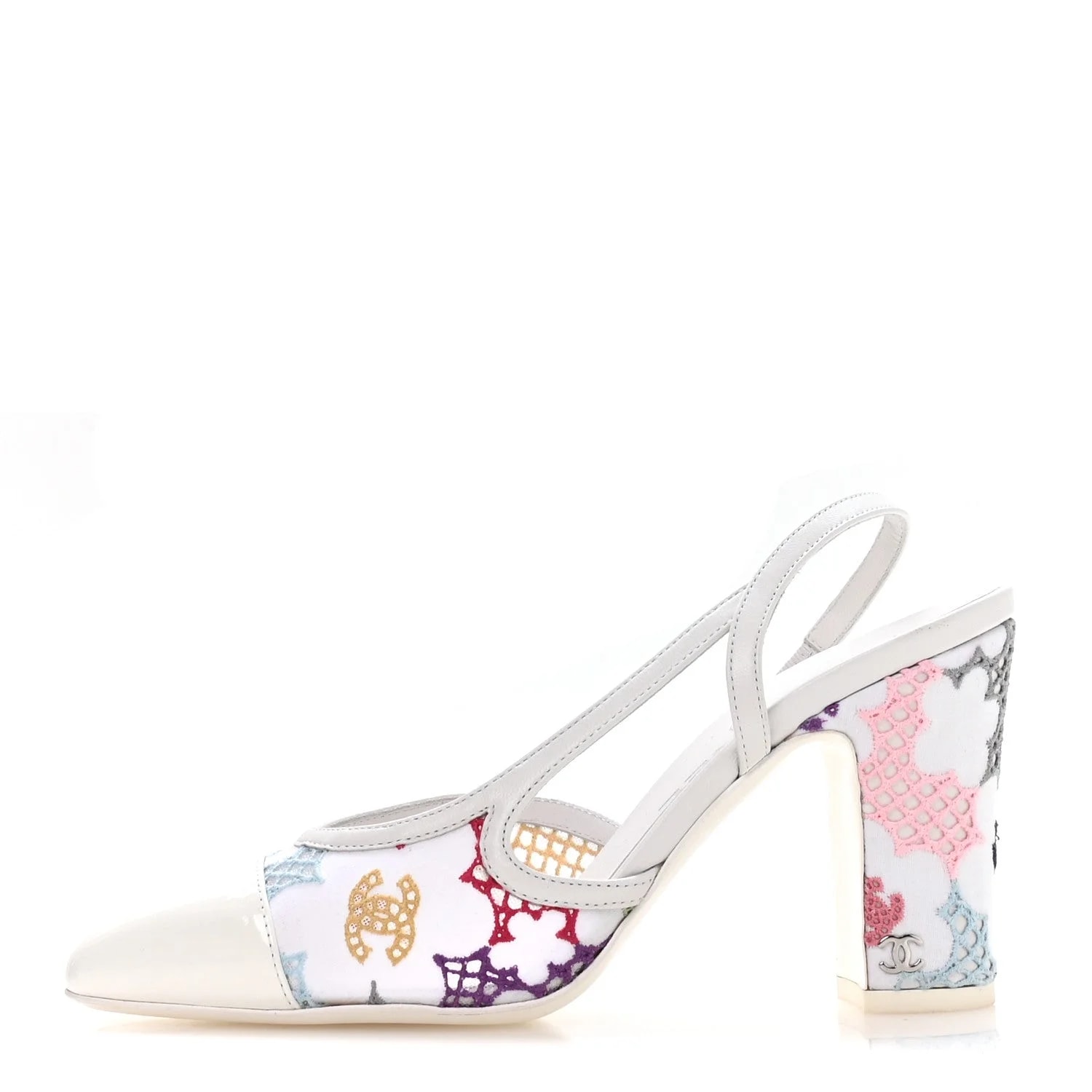 Cotton Guipure Embroidered Floral Cap Toe CC Slingback 36 2