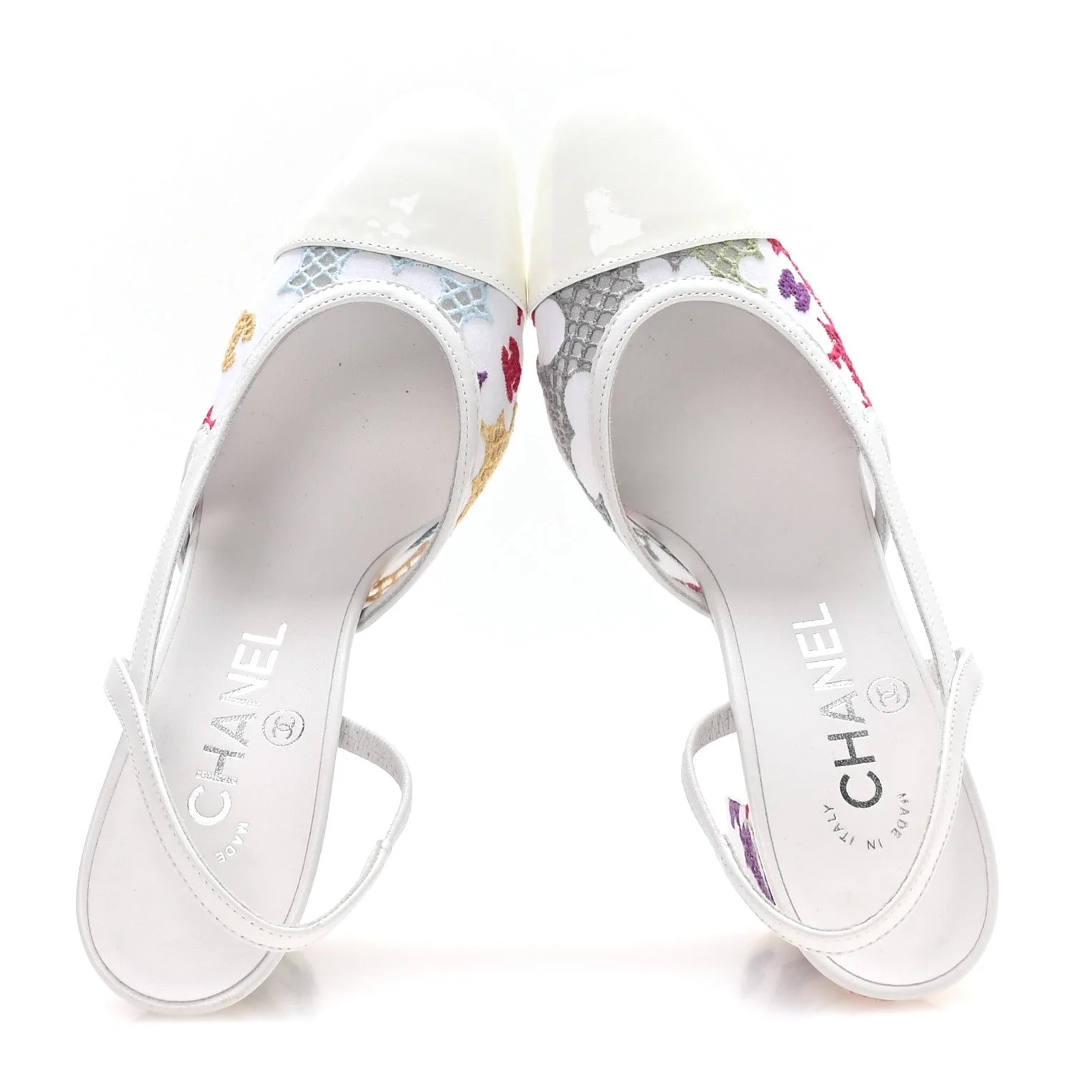Cotton Guipure Embroidered Floral Cap Toe CC Slingback 36 4