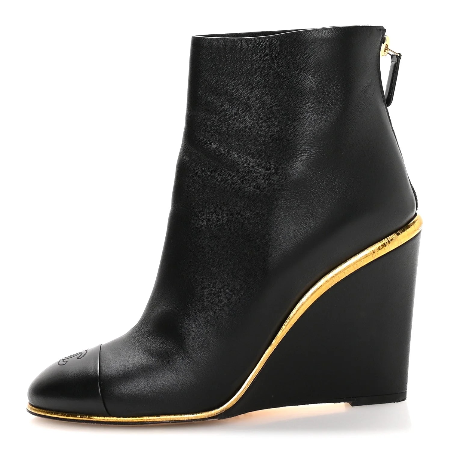 Chanel — Cap Toe Wedge Ankle 38.5 — Designer Shoe — resale
