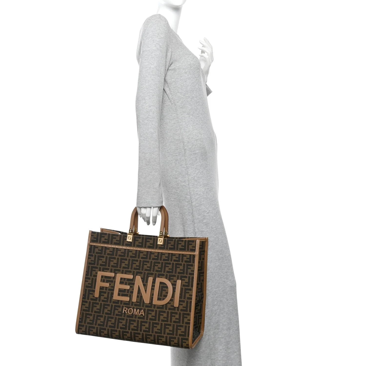 Fabric 1974 Logo Large Fendi Sunshine Shopper Moro 2