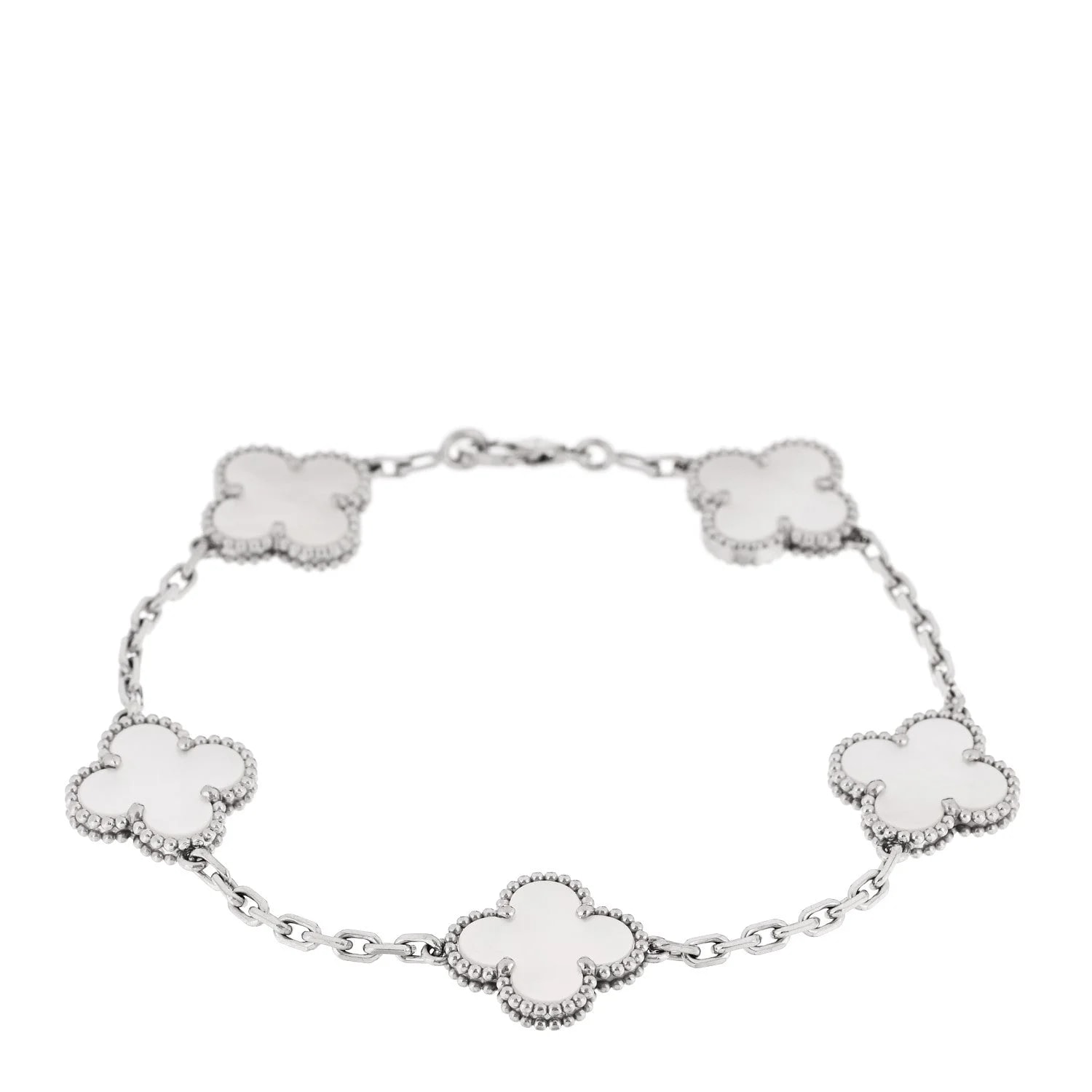 Van Cleef & Arpels — 18K White Gold Mother of Pearl 5 Motifs Alhambra — Jewelry — resale