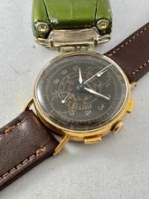 Vint Breitling Chronograph Black Dial Ref 173 Venus 170 Wind Up Swiss Ca 56 3