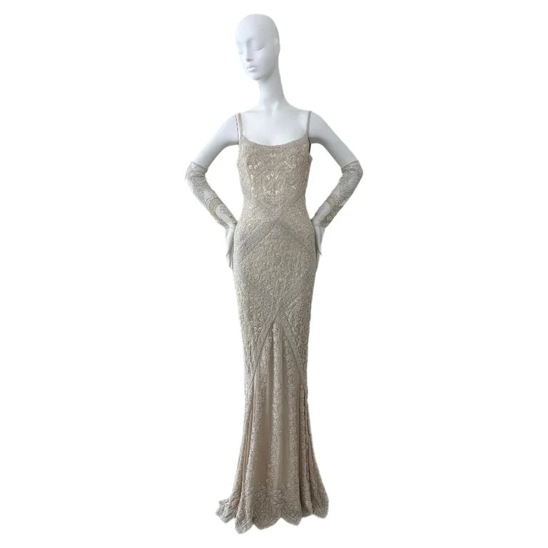 Eavis & Brown — LES Habitudes 90's Couture Beaded Bridal Gown Wedding Dress Gloves — Accessory — resale