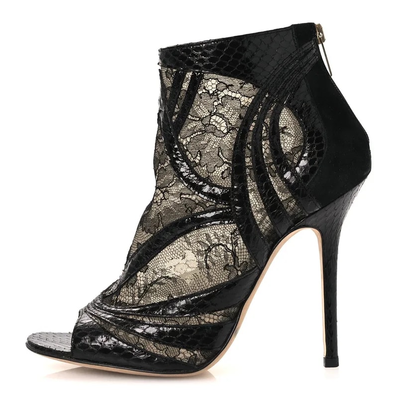Jimmy Choo — Lace Embossed Ankle Booties — Designer Shoe — resale