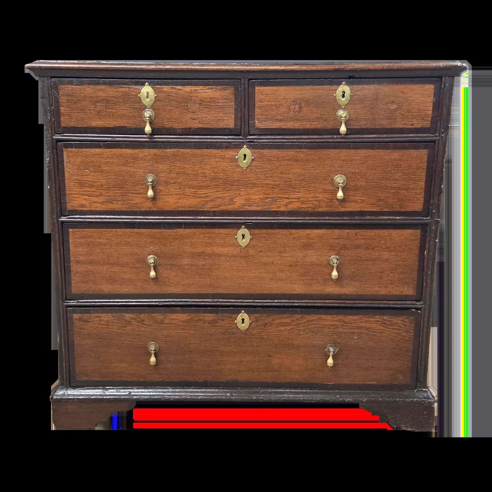 Late 19th Century Georgian 5 Drawer Chest With Dark Banding With Drop Pulls and Ecustions — Furniture — resale