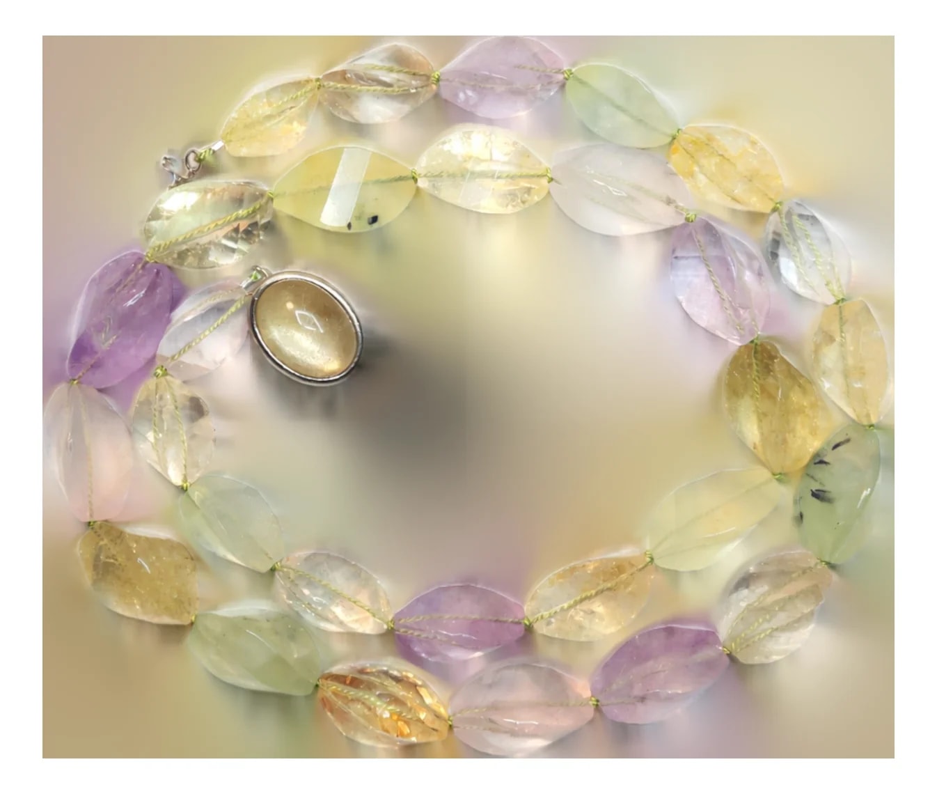 Art Deco Beaded With Prehnite, , and , 25" — Jewelry — resale