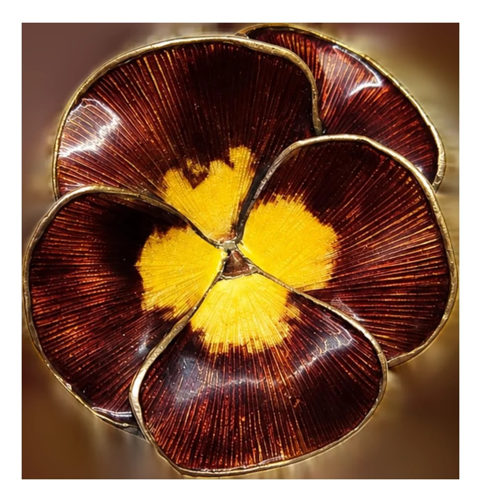 Finn Jensen Enamel Pansy Brooch, Norway 1950 — Jewelry — resale