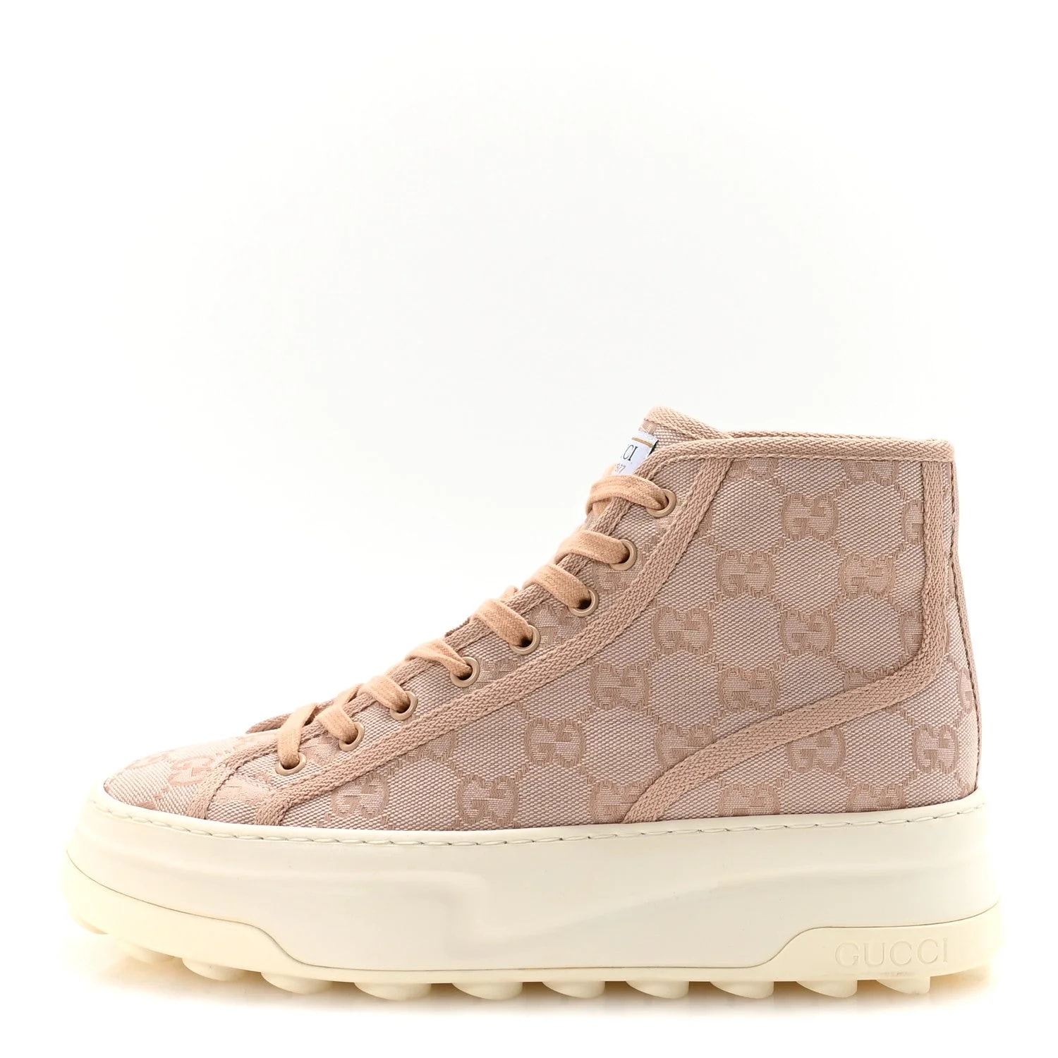 Gucci — New GG Monogram Tennis 1977 High Top 55mm Platform Sneakers 39 Skin Dark Skin — Sneaker — resale