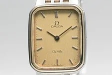Omega de Ville 1387 Silver Gold Dial 20mm Quartz Japan 2