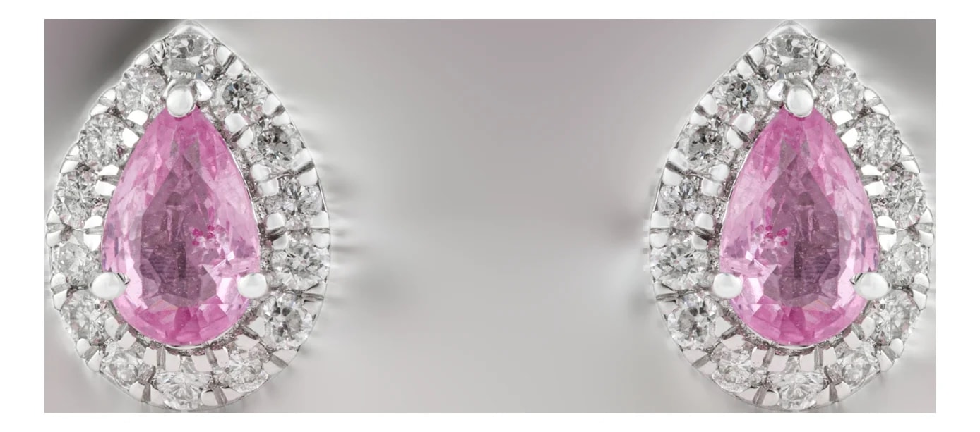 Pear Cut & Halo Stud in 18k White Gold- 2 Pieces — Jewelry — resale