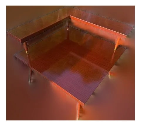 Mid-Century Modern Architectural Two-Tier Floating Shelf Occasional With Finish & Ferrules — Furniture — resale