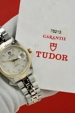 Tudor Prince Date + Day 18k Gold #76213 Silver Diamond Linen W/ Punched Papers 2