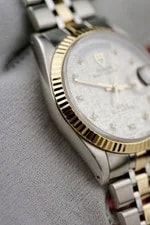 Tudor Prince Date + Day 18k Gold #76213 Silver Diamond Linen W/ Punched Papers 4
