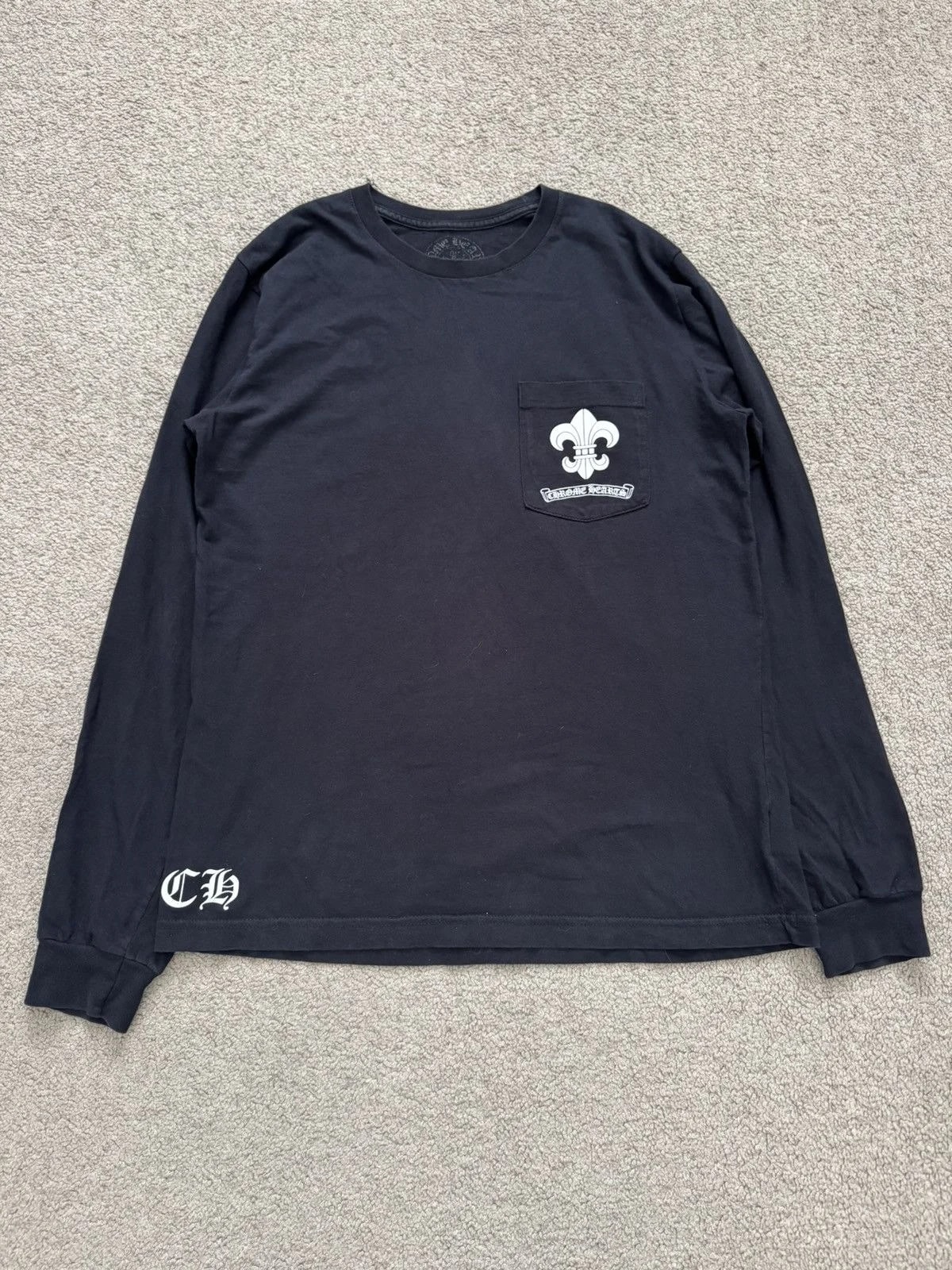 Chrome Hearts — Hearts Fleur & Scroll Logo Long Sleeve T Shirt — streetwear — resale