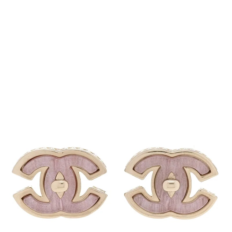 Chanel — Metal Resin CC Turnlock Stud — Jewelry — resale