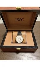 IWC Schaffhausen — IWC Schaffhausen Automatic Gold Case Black Leather W/ Box — Watch — resale