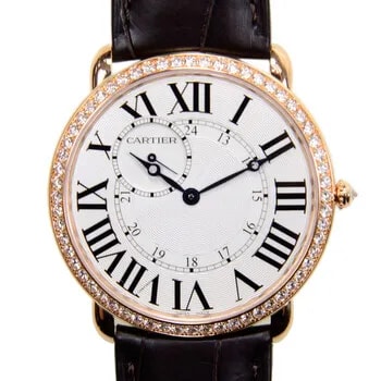 Cartier — Ronde Louis Cartier Diamond Bezel Silver Dial 18 Kt Rose Gold WR007001 — Watch — resale