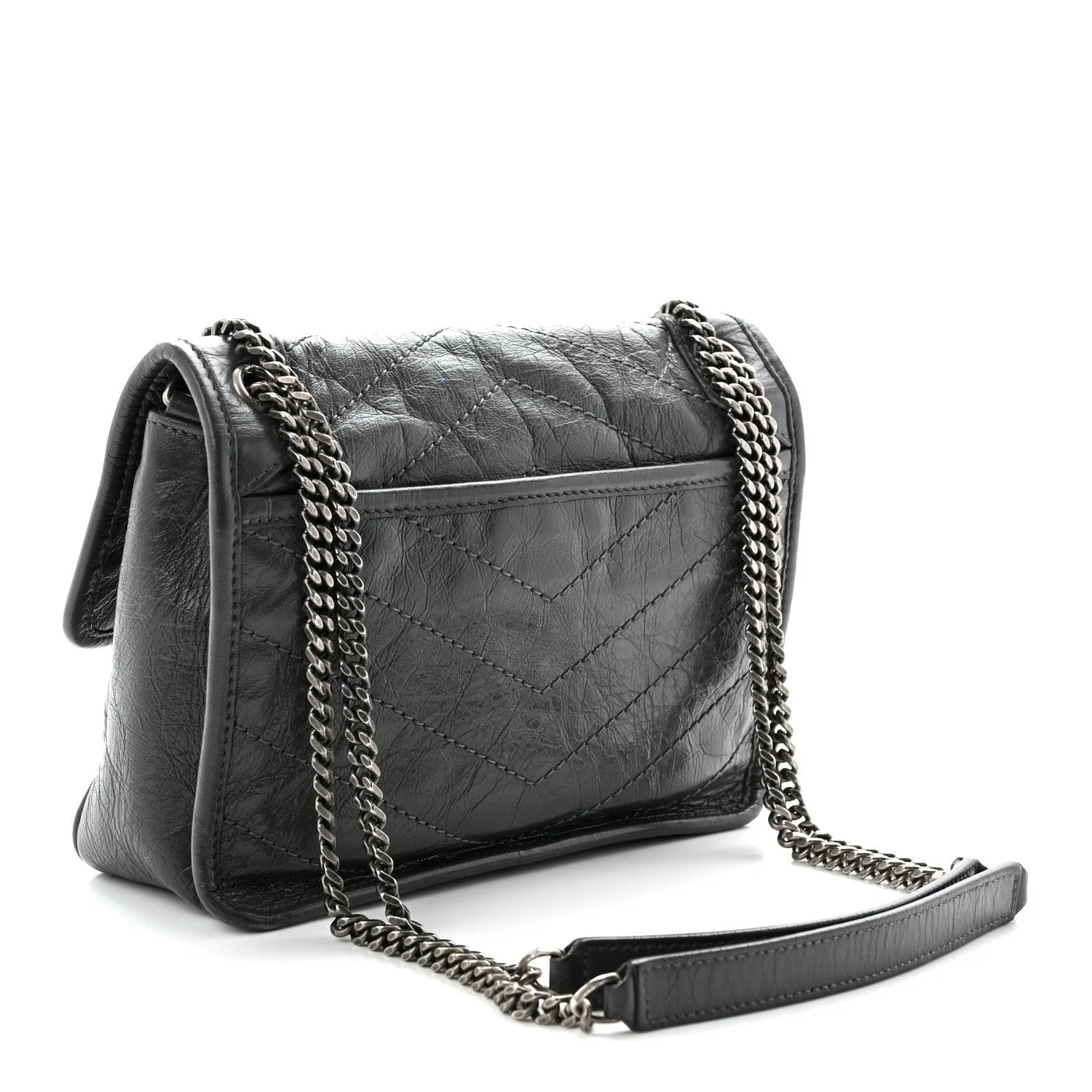 Crinkled Baby Niki Chain Satchel Storm 2